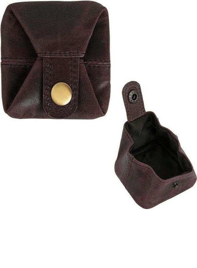 Contacts Handcrafted Leather Coin Pouch - Compact Change Holder & Mini Wallet for Men & Women - Brown - Image 2